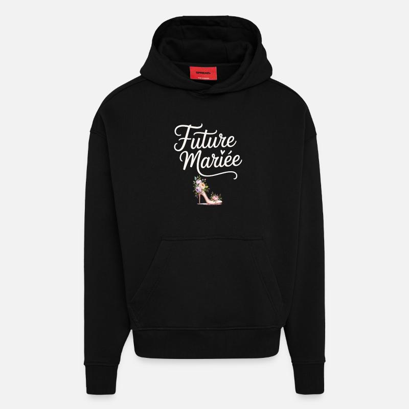 Team Mariage EVJF Future Mariée - Sweat à capuche bio épais oversize fabriqué en UE - SOLID BLACK