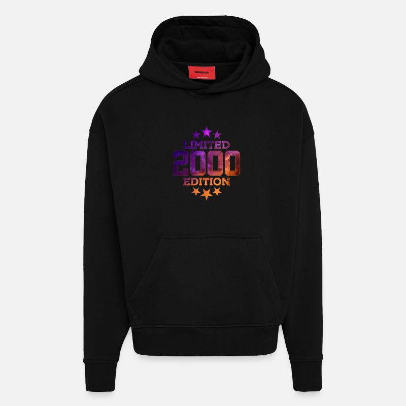 ÉDITION LIMITÉE 2000 25E ANNIVERSAIRE - Sweat à capuche bio épais oversize fabriqué en UE - SOLID BLACK