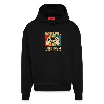 Zocker Papa VATER LEVEL FREIGESCHALTET EST 2026 - Hoodie- made by SPREAD  - SOLID BLACK - Vorne