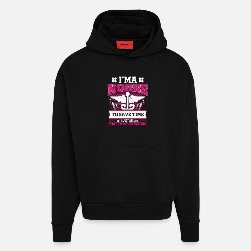 infirmier - Sweat à capuche bio épais oversize fabriqué en UE - SOLID BLACK