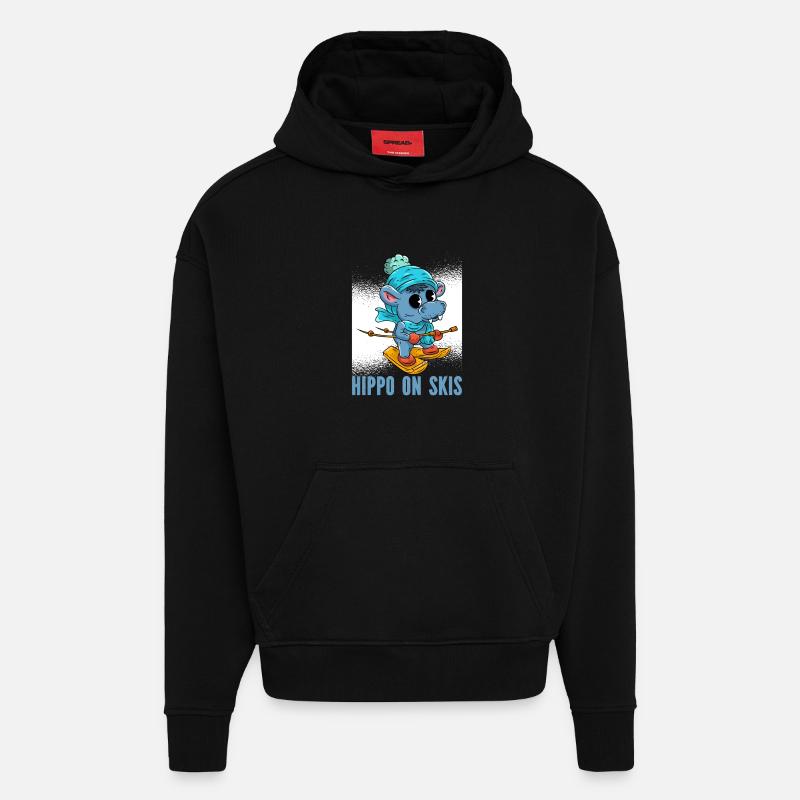 Nilpferd Ski  - Hoodie- made by SPREAD  - SOLID BLACK
