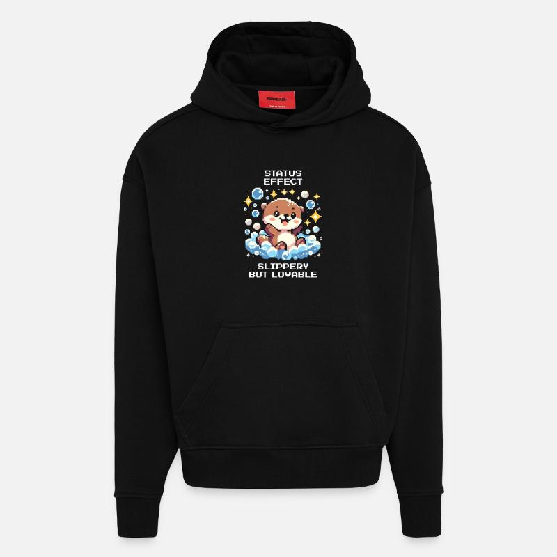 Statuseffekt: glitschig, aber liebenswert | Otter - Hoodie- made by SPREAD  - SOLID BLACK