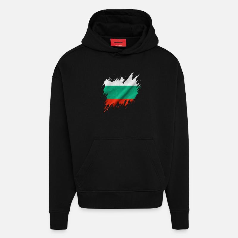 Bulgarian flag, torn style - Hoodie- made by SPREAD  - SOLID BLACK