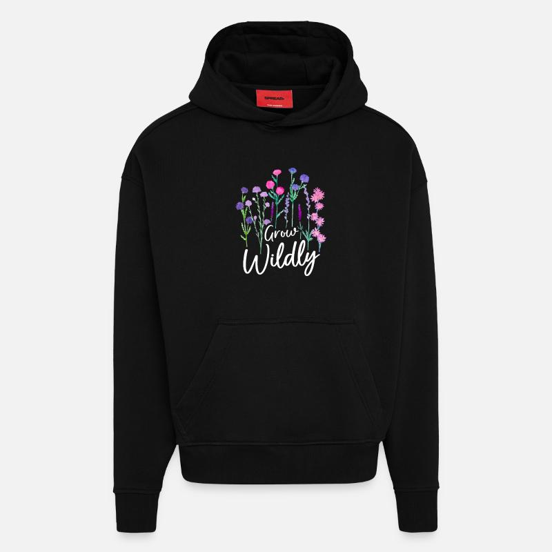 Wachse Wildblumen-Design - Hoodie- made by SPREAD  - SOLID BLACK