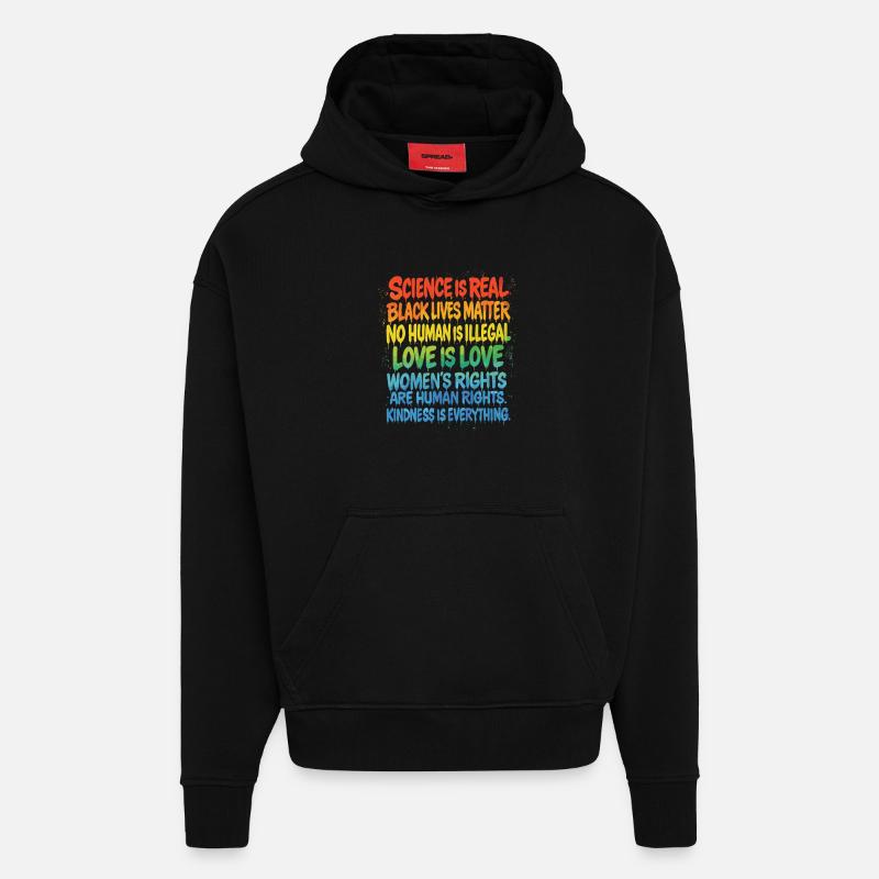 Rainbow Statement – Human Rights Pride - Hoodie- made by SPREAD  - SOLID BLACK