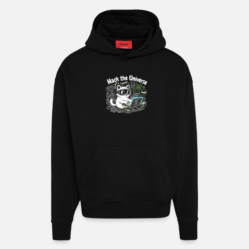 L’univers du crack KatzHacker - Sweat à capuche bio épais oversize fabriqué en UE - SOLID BLACK