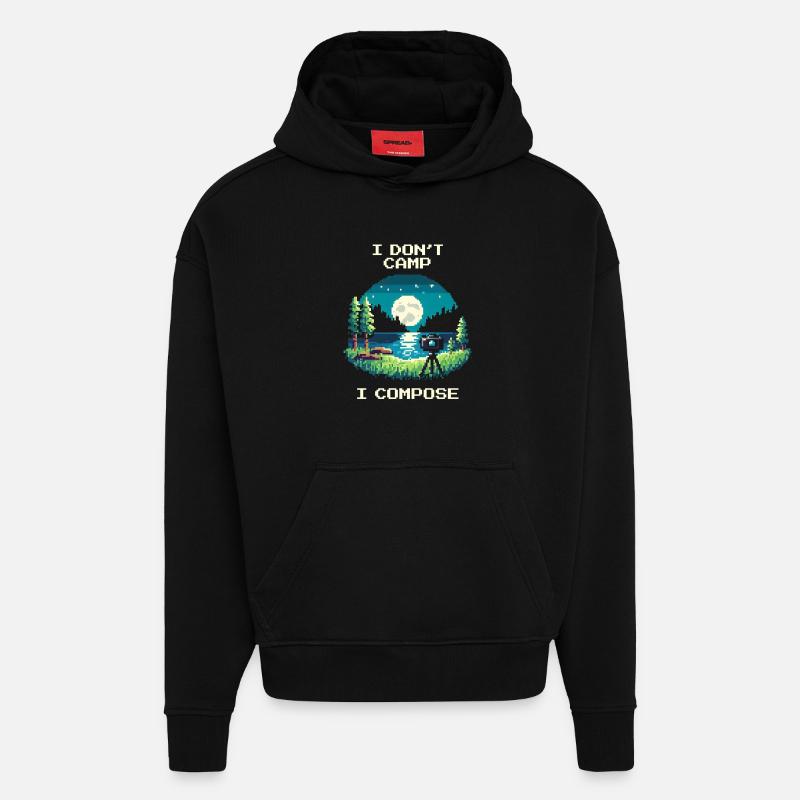 I don't camp, I compose | Composition - Hoodie- made by SPREAD - SOLID BLACK