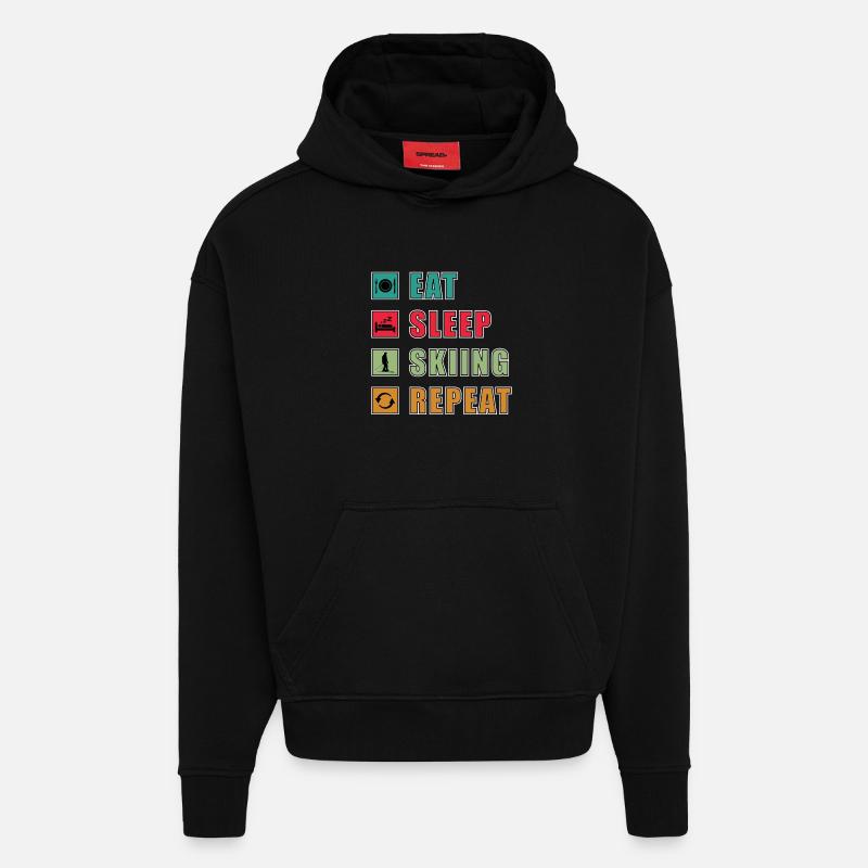 Eat Sleep Repeat Skiing - Hoodie- made by SPREAD - SOLID BLACK
