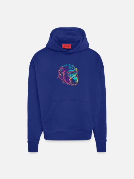 Neonaffen-Porträt Farbexplosion - Hoodie- made by SPREAD - SOLID BLACK