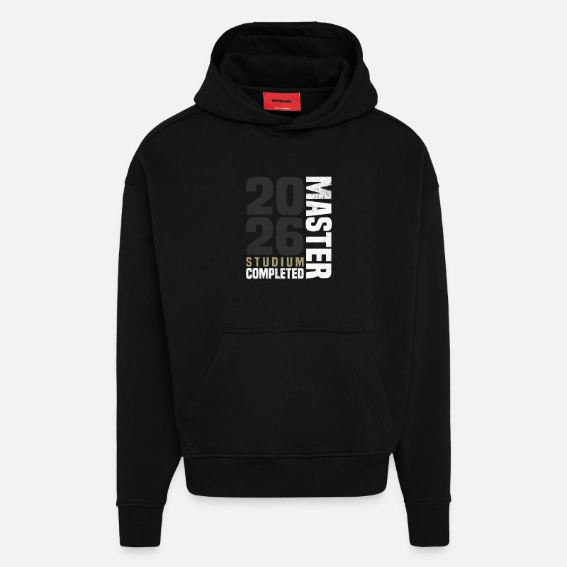Master 2026 - Sweat à capuche bio épais oversize fabriqué en UE - SOLID BLACK