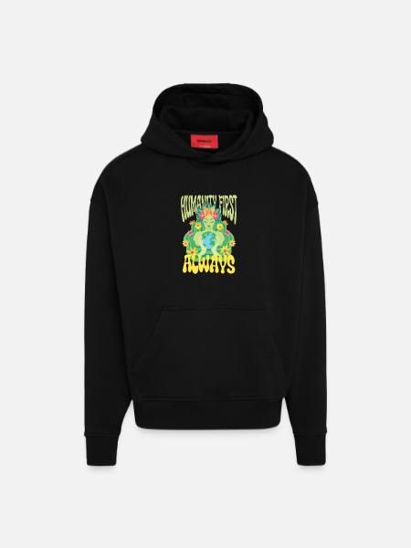 Menschlichkeit Equality Humanity First Always - Hoodie- made by SPREAD - SOLID BLACK