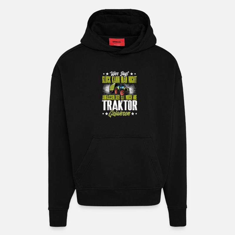 Tractor Farmer - Hoodie- made by SPREAD  - SOLID BLACK