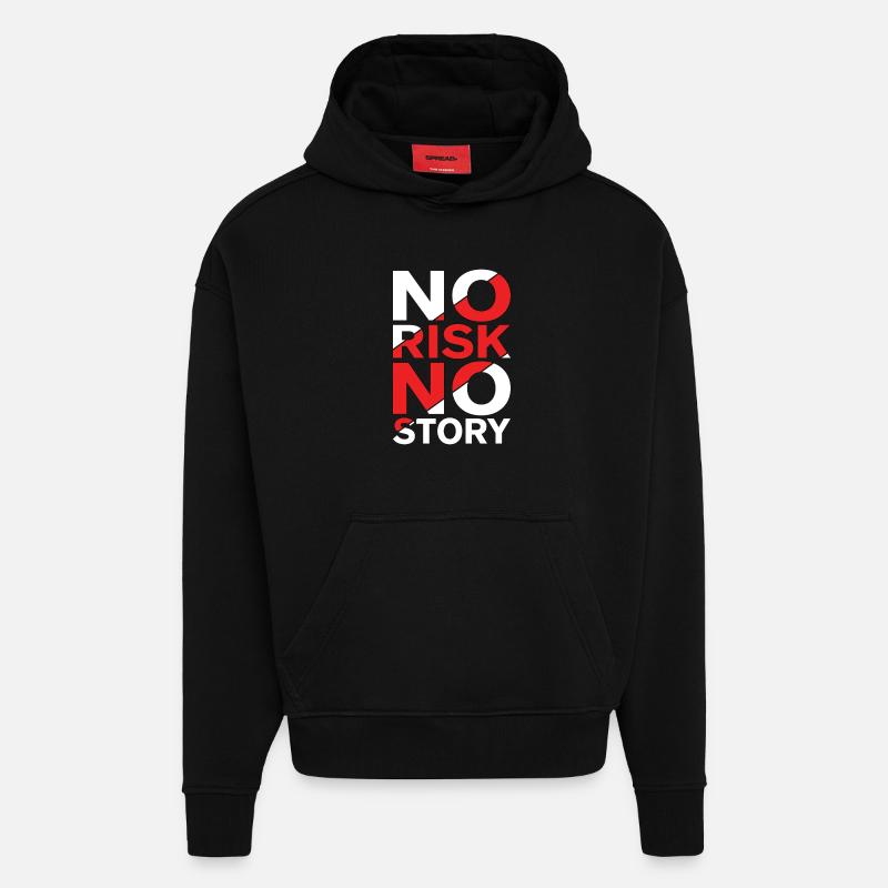 Pas de risque, pas d’histoire - Sweat à capuche bio épais oversize fabriqué en UE - SOLID BLACK