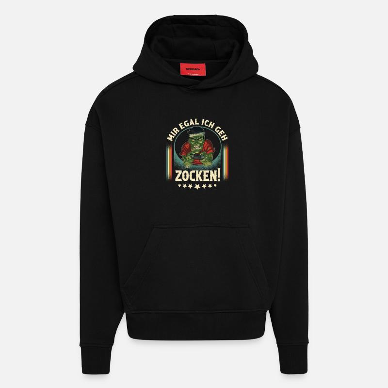 Zombie de jeu - Sweat à capuche bio épais oversize fabriqué en UE - SOLID BLACK