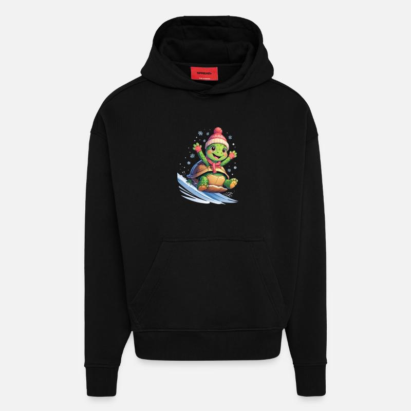 Winterwelle Surfturtle - Hoodie- made by SPREAD - SOLID BLACK