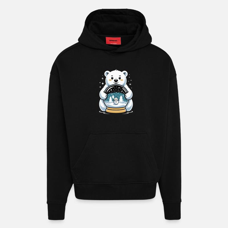Polar Bear Snow Globe Impression - Hoodie- made by SPREAD  - SOLID BLACK