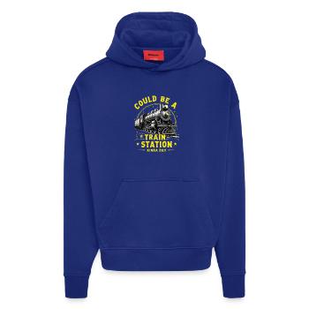 Dampfzug Bahnhoftag - Hoodie- made by SPREAD  - SOLID BLACK - Vorne