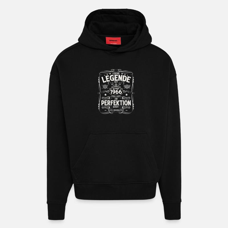 59e anniversaire Millésime décembre 1966 - Sweat à capuche bio épais oversize fabriqué en UE - SOLID BLACK