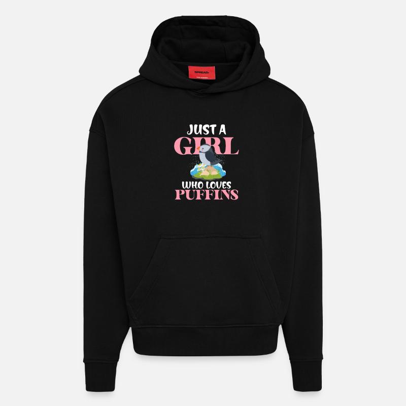 Nur ein Mädchen liebt Puffins - Hoodie- made by SPREAD  - SOLID BLACK