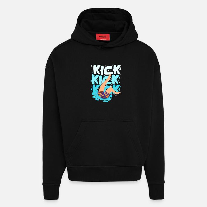 Moniteur de natation - Sweat à capuche bio épais oversize fabriqué en UE - SOLID BLACK