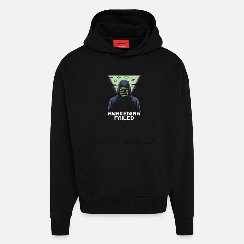 Éveil échoué – Bug cyber rétro - Sweat à capuche bio épais oversize fabriqué en UE - SOLID BLACK