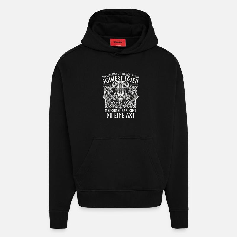 Comic Wikinger: Der tapfere Krieger - Hoodie- made by SPREAD  - SOLID BLACK