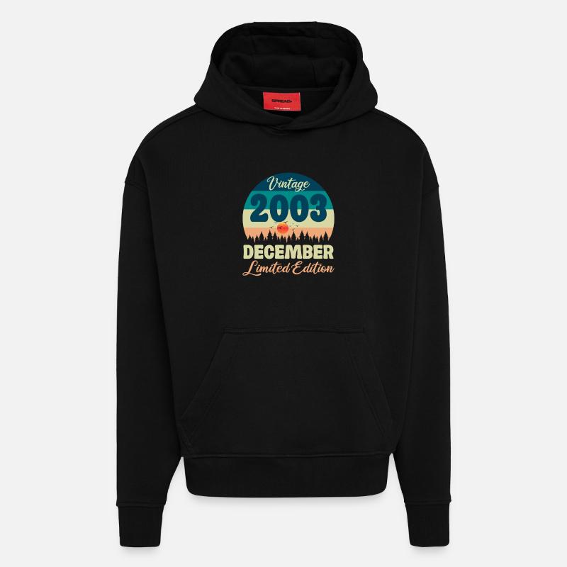 Anniversaire Décembre 2003 Cadeau D'anniversaire  - Sweat à capuche bio épais oversize fabriqué en UE - SOLID BLACK