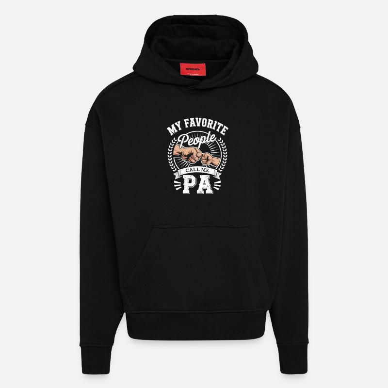 Mon père préféré appelle-moi PA - Sweat à capuche bio épais oversize fabriqué en UE - SOLID BLACK