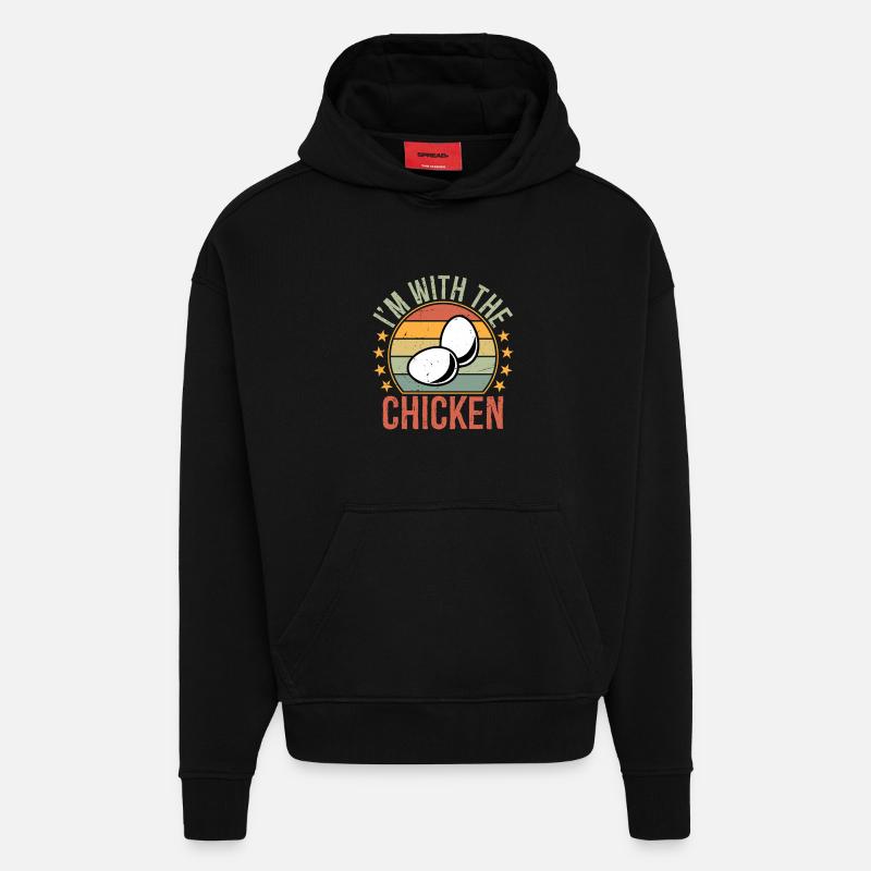 Je suis avec L’Œuf de Poule - Sweat à capuche bio épais oversize fabriqué en UE - SOLID BLACK
