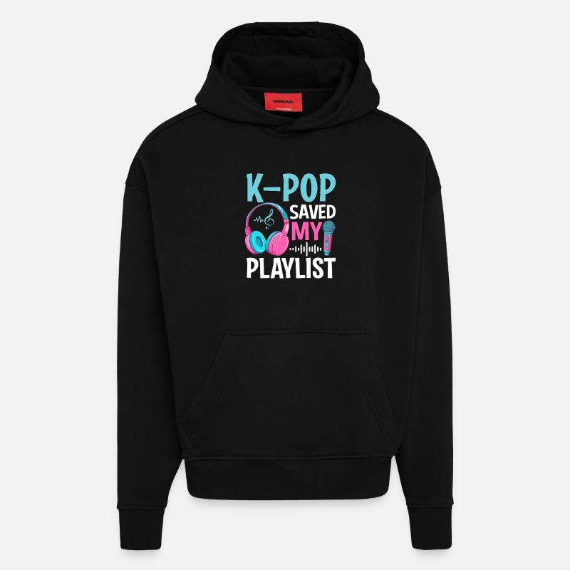 K-Pop Saved My Playlist - Hoodie- made by SPREAD  - SOLID BLACK