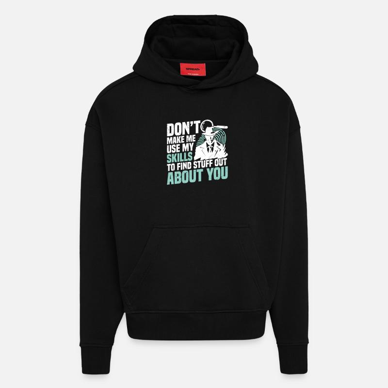 Unité d’observation pour détective privé - Sweat à capuche bio épais oversize fabriqué en UE - SOLID BLACK