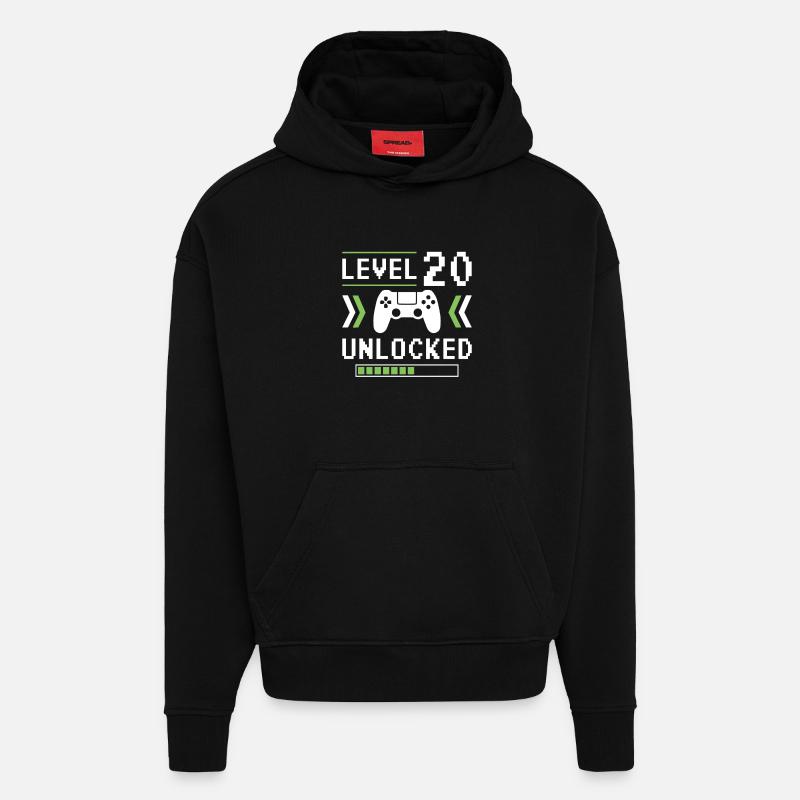 20th Birthday Level 20 unlocked - Hoodie- made by SPREAD  - SOLID BLACK
