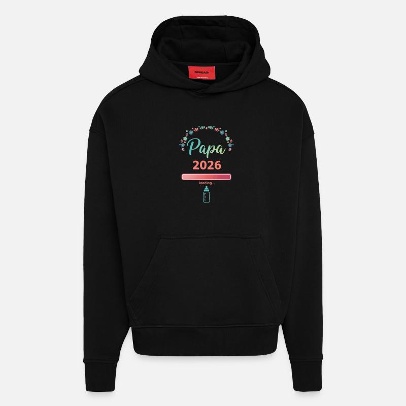 Papa 2026 Loading – Werdender Vater - Hoodie- made by SPREAD  - SOLID BLACK