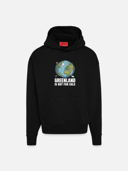 Grønland er ikke til salg - Heavyweight oversized organic hoodie made in EU - SOLID BLACK