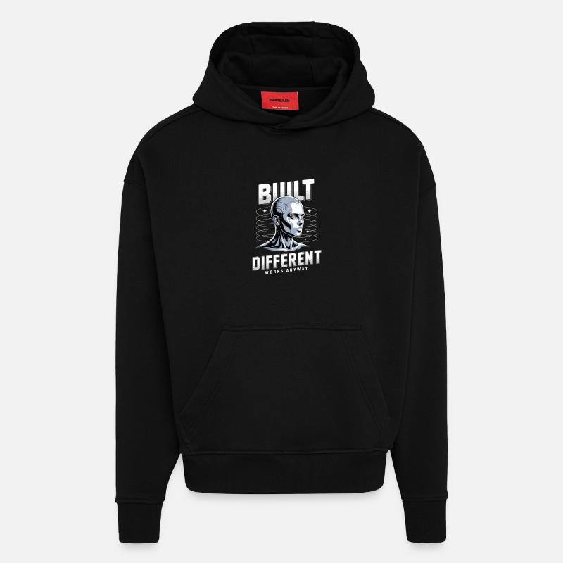 Neurodivergent Neurodiversität Built Differend - Hoodie- made by SPREAD - SOLID BLACK