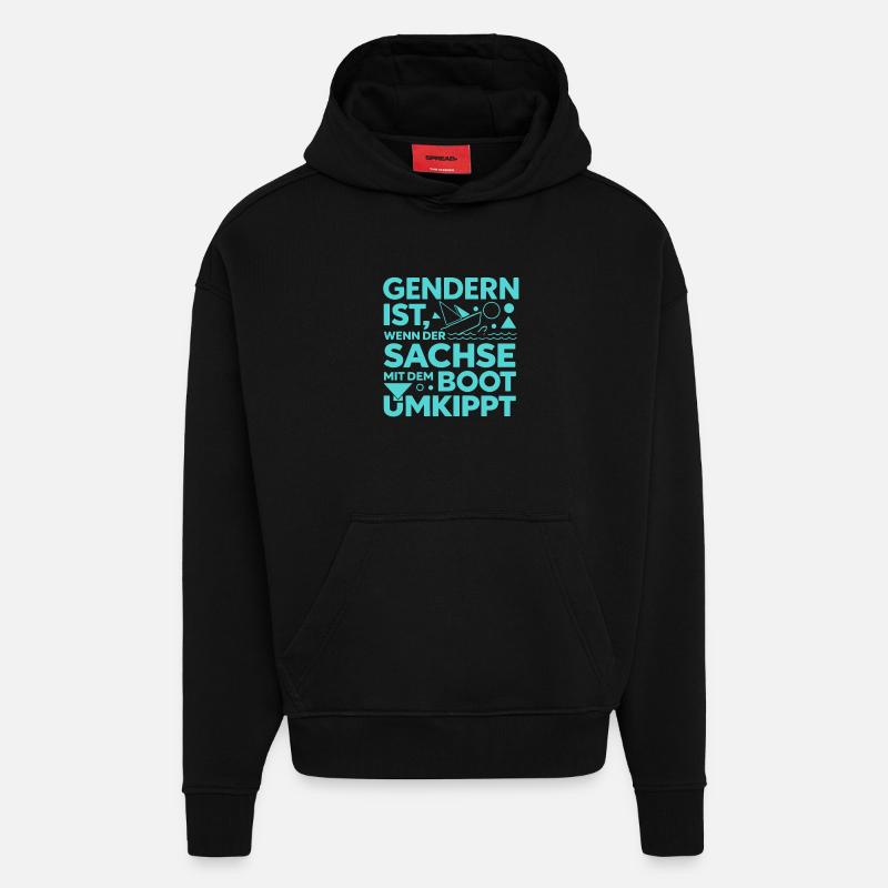 Gendern Saxon Boot Overturns Dialect Joke - Hoodie- made by SPREAD  - SOLID BLACK