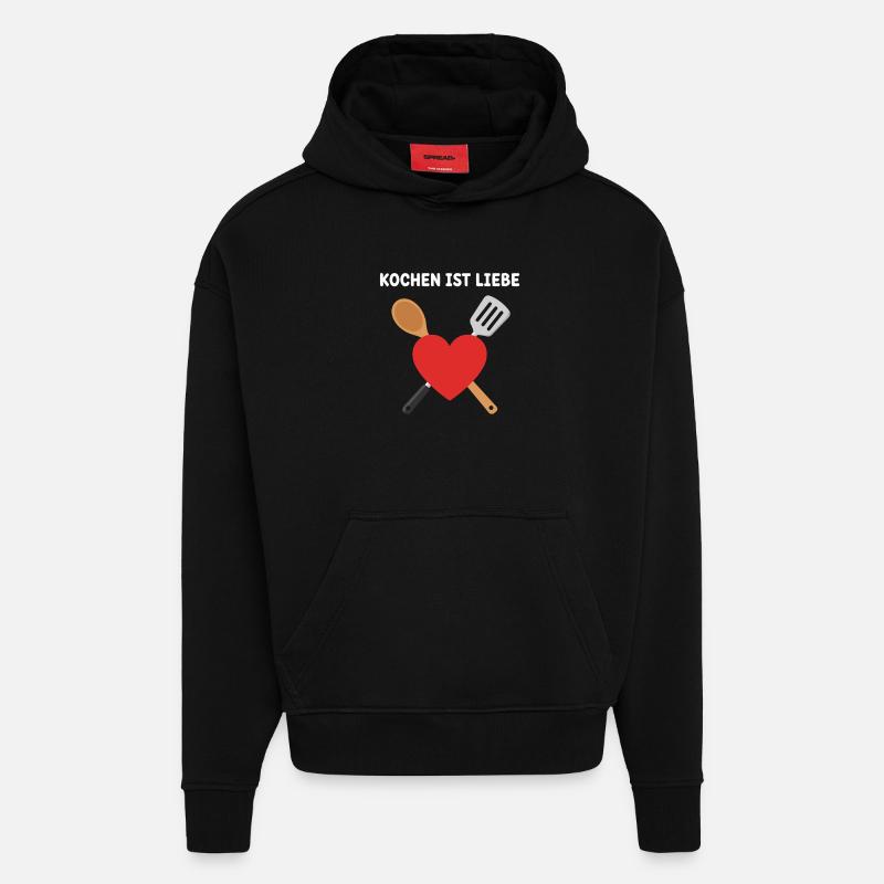 Kochen ist Liebe - Hoodie- made by SPREAD  - SOLID BLACK