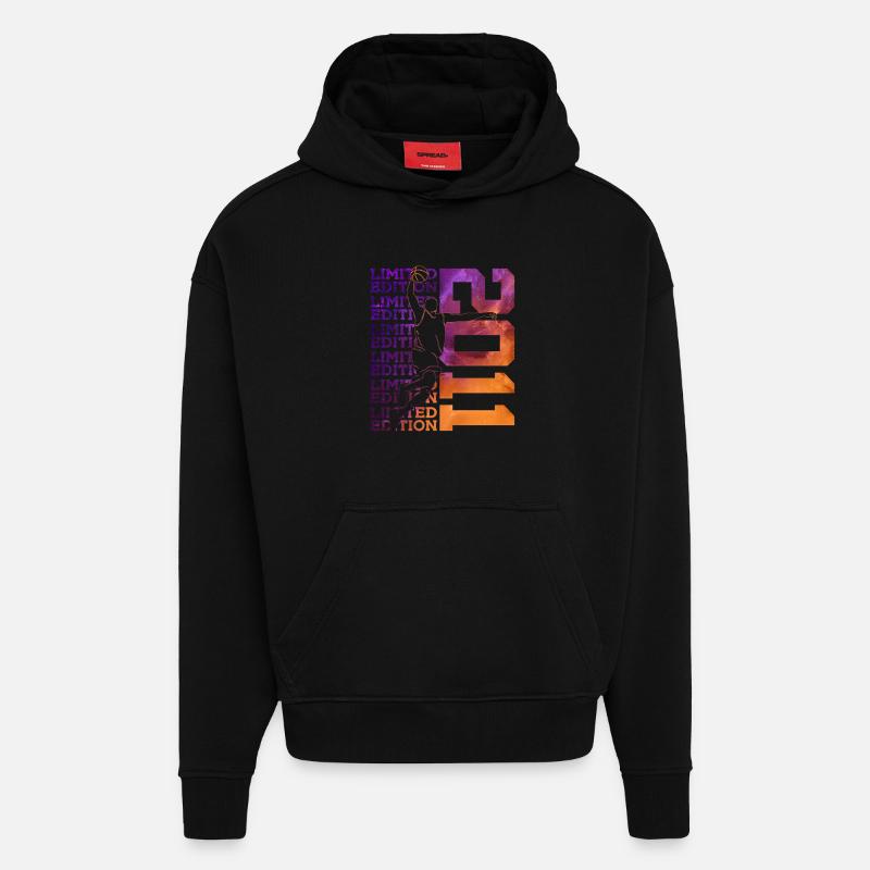ÉDITION LIMITÉE 2011 BASKETBALL 15E ANNIVERSAIRE - Sweat à capuche bio épais oversize fabriqué en UE - SOLID BLACK