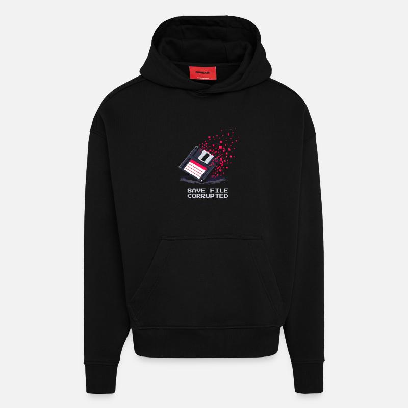 Save File Broken | Undertaker Irony - Hoodie- made by SPREAD  - SOLID BLACK
