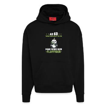 60. Geburtstag Panda - Man wird fluffiger - Hoodie- made by SPREAD  - SOLID BLACK - Vorne