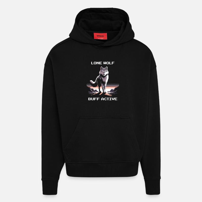 Lone Wolf aktiv | Wolf Power - Hoodie- made by SPREAD - SOLID BLACK
