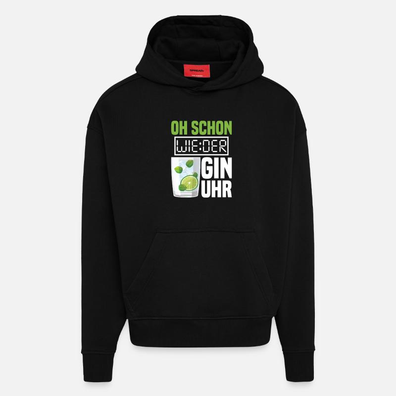 Gin Clock - Sweat à capuche bio épais oversize fabriqué en UE - SOLID BLACK