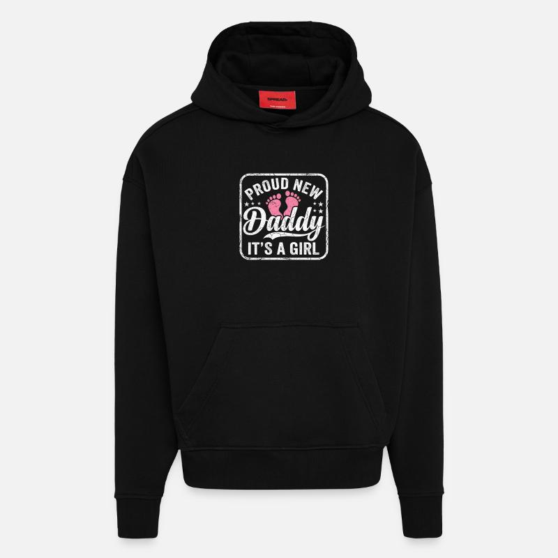 Werdender Papa & Vater, Geburt Tochter Mädchen - Hoodie- made by SPREAD  - SOLID BLACK