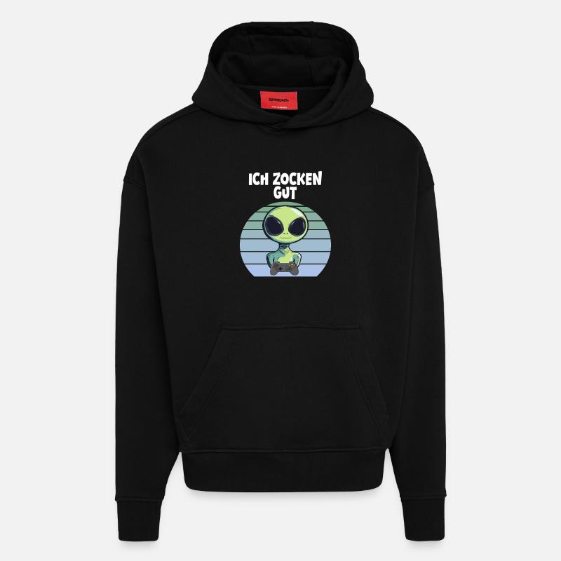 alien - Hoodie- made by SPREAD  - SOLID BLACK