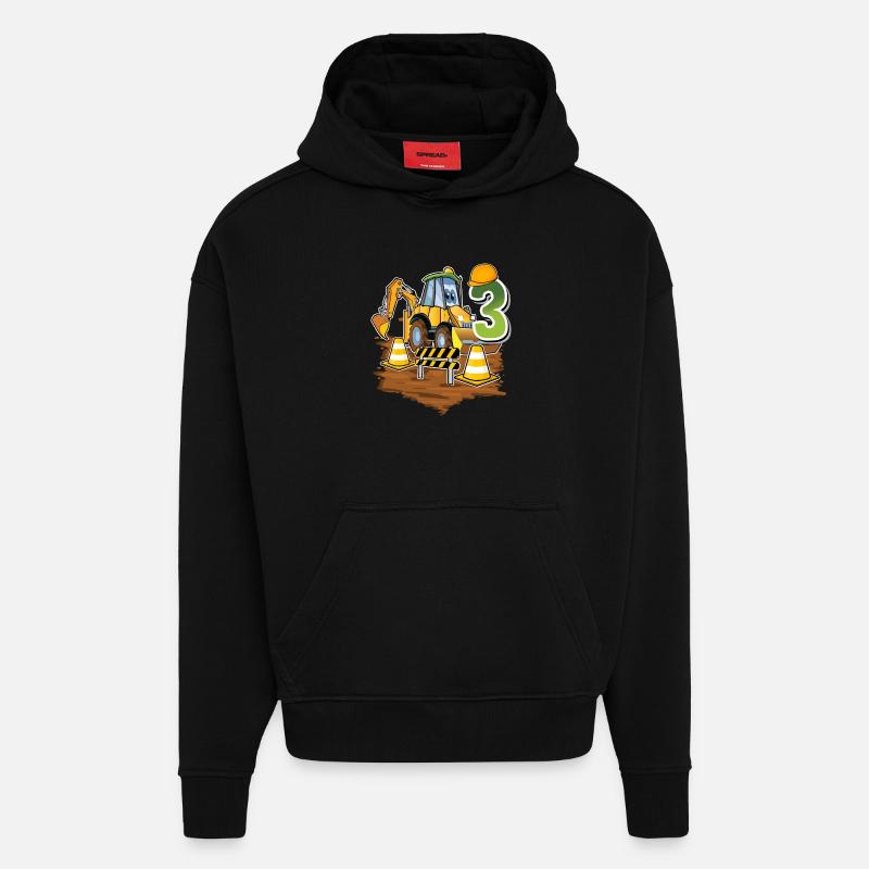 3e anniversaire des excavatrices - Sweat à capuche bio épais oversize fabriqué en UE - SOLID BLACK