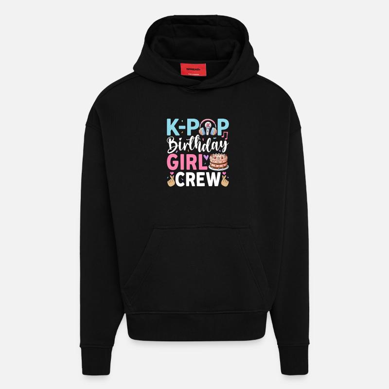 Équipe des filles d’anniversaire K-Pop - Sweat à capuche bio épais oversize fabriqué en UE - SOLID BLACK