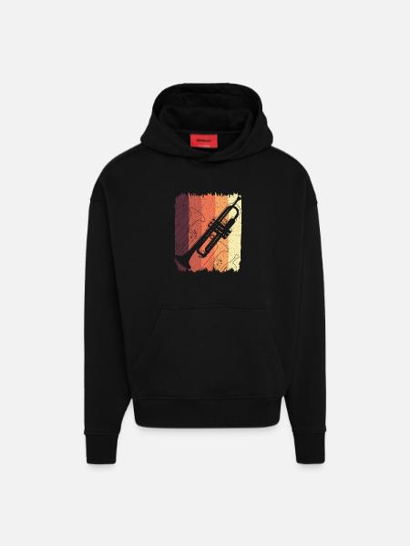 Trumpet Graffiti on Sunset Stripes - Hoodie- made by SPREAD - SOLID BLACK
