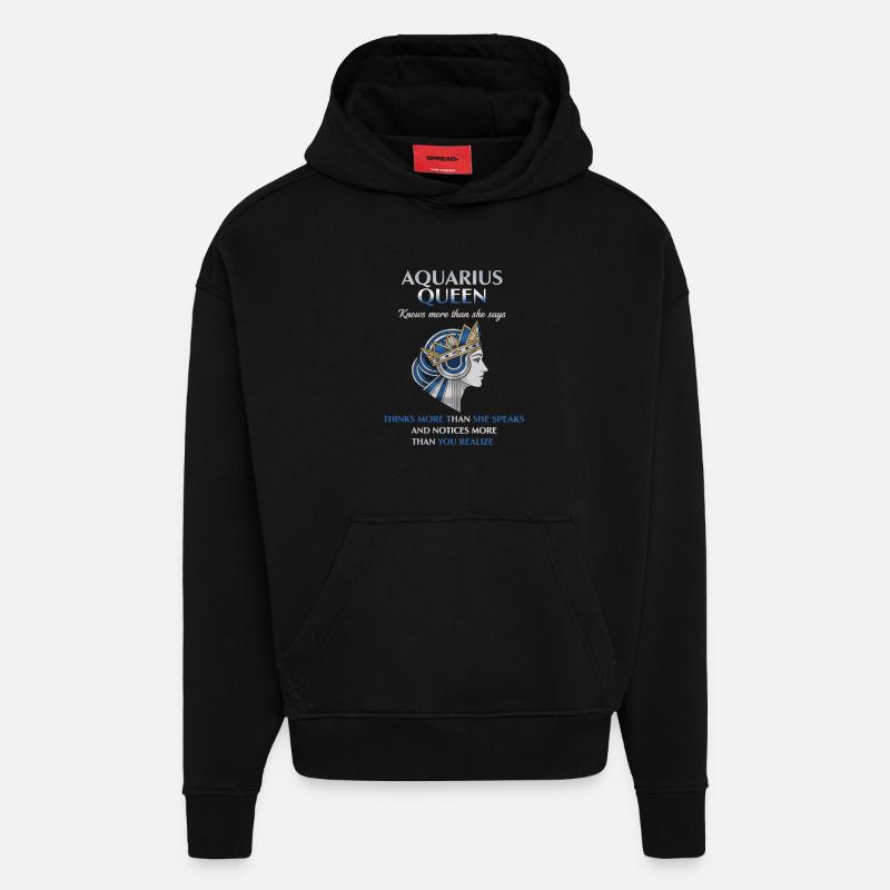 Aquarius Queen Sternzeichen Wassermann - Hoodie- made by SPREAD  - SOLID BLACK