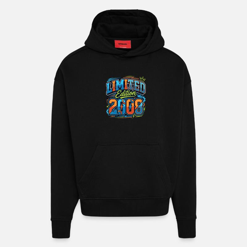 Édition limitée anniversaire 2008 - Sweat à capuche bio épais oversize fabriqué en UE - SOLID BLACK