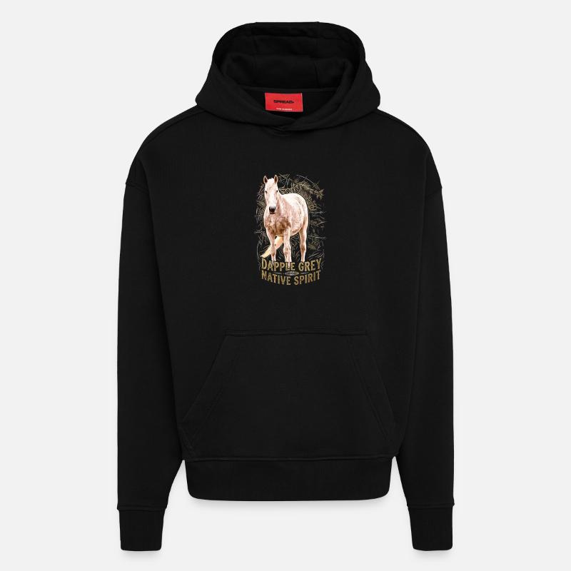 Dapple Grey Native Spirit Pferd Illustration - Hoodie- made by SPREAD  - SOLID BLACK